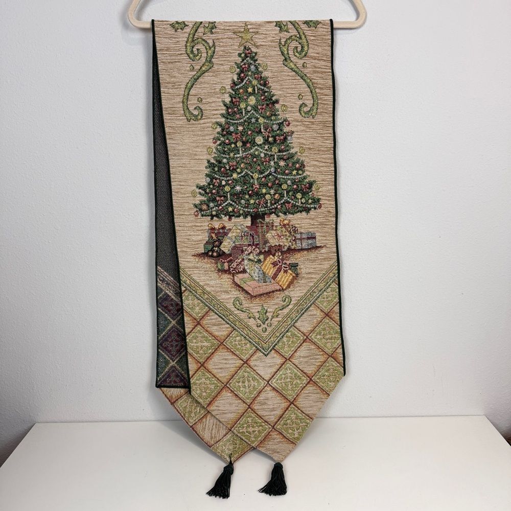 Chenille Christmas Tree Table Runner 13x69